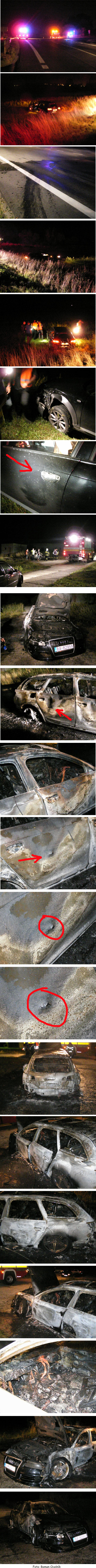 rušná noc auto zhorelo do tla