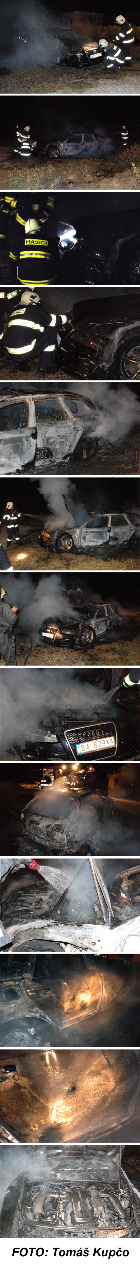 rušná noc auto zhorelo do tla