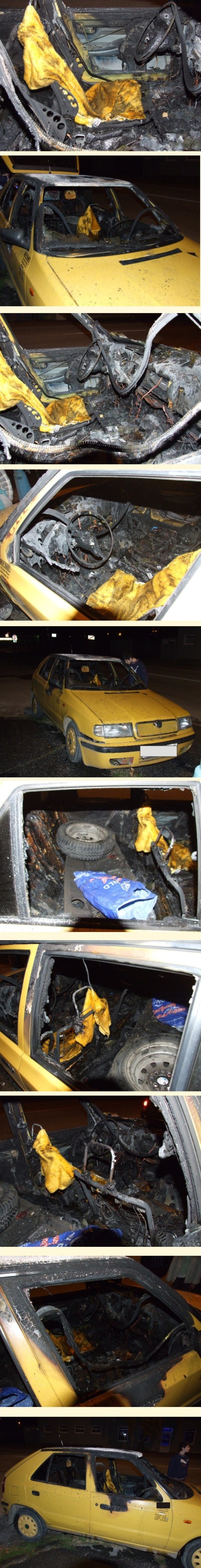 V Rožňave zhorel taxík.